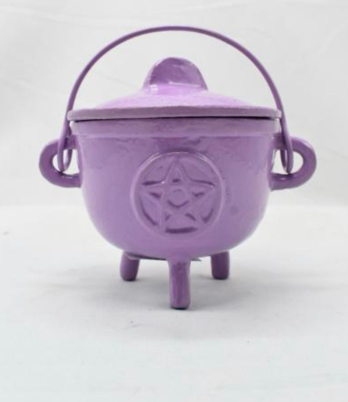 Cast Iron Cauldron Triple Moon With Lid Lavender