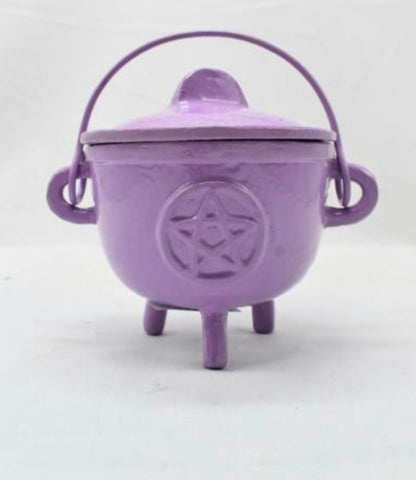 Cast Iron Cauldron Triple Moon With Lid Lavender