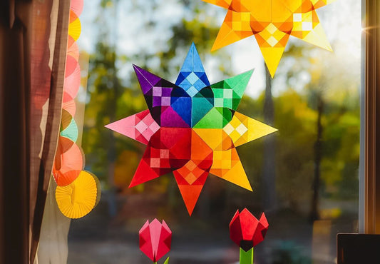 Window Star Folding Paper - Wax-like Kite Paper - 40gsm Assorted Rainbow Colour