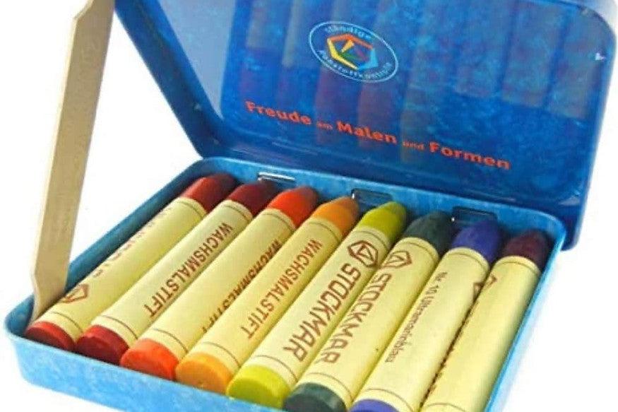 STOCKMAR Wax Stick Crayons - Tin of 8 Wax Stick Crayons