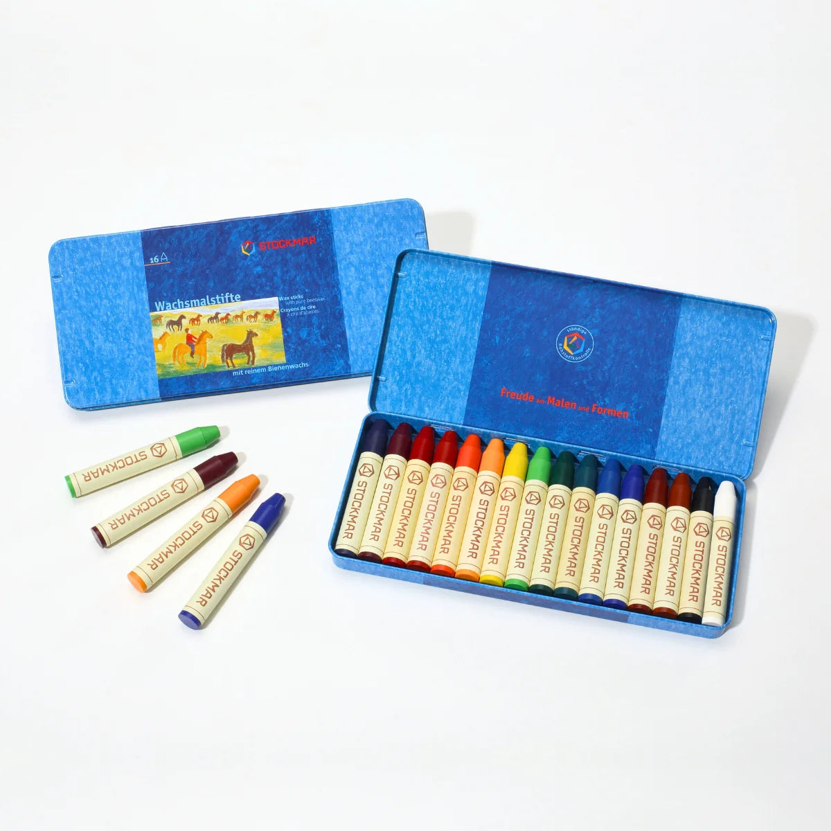 STOCKMAR Wax Stick Crayons - Tin of 16 Wax Stick Crayons