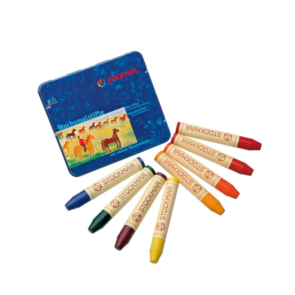 STOCKMAR Wax Stick Crayons - Tin of 8 Wax Stick Crayons