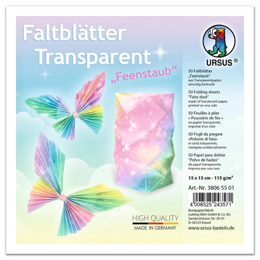 URSUS Rainbow Fairy Dust Folding Paper - 50 Sheets - 15cm