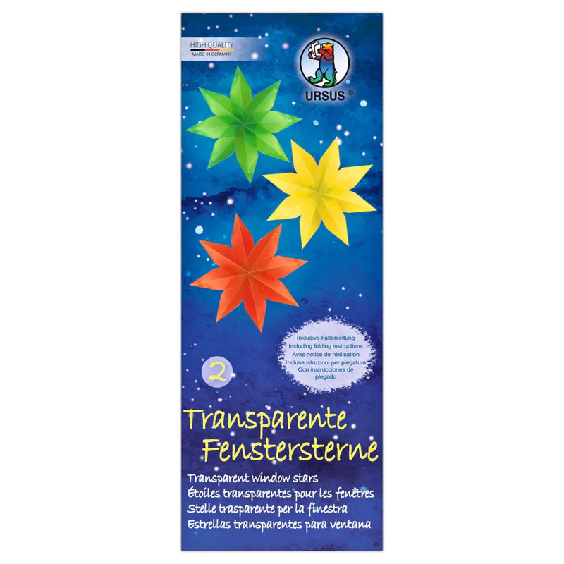 URSUS Window Star Folding Paper with Instructions - 80 Sheets 6x16cm, 5 Colours